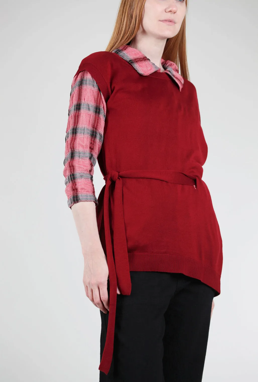 Asym Tie-Detail Sweater, Red