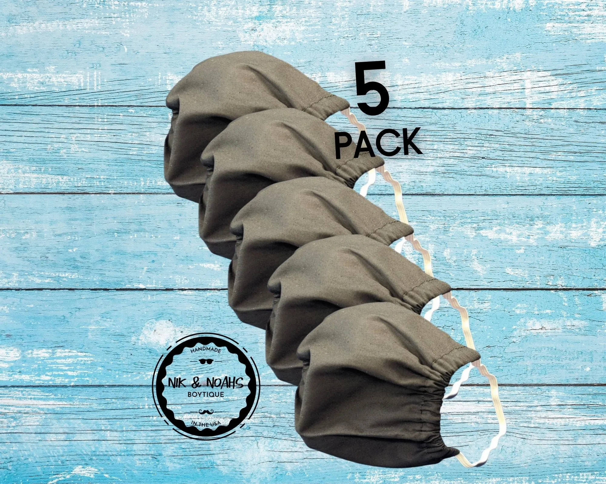 Black Cotton Face Masks Double Layer with Filter Pocket 3 Pack 5 Pack Comfy Elastic Washable Reusable Customize