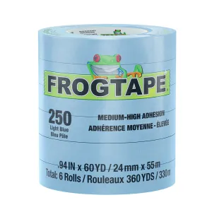 FrogTape CP 250 Medium-High Adhesion Masking Tape - 24MM x 55M x 6-Pack - Light Blue - Rated for 250?F