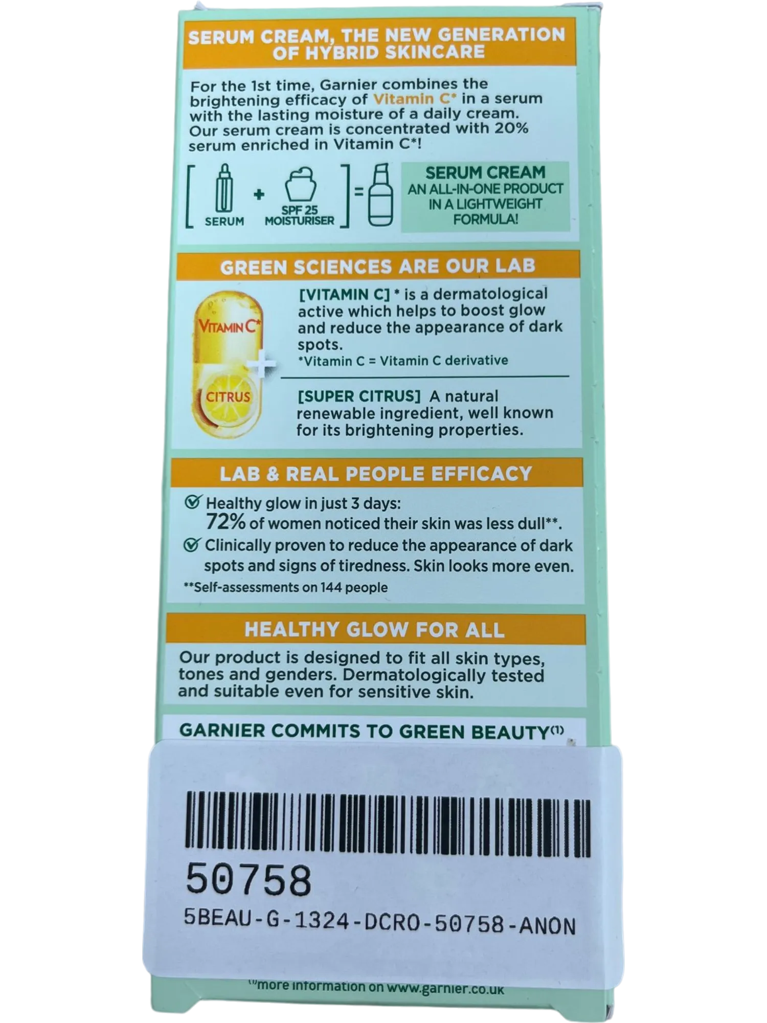 Garnier 2in1 Vitamin C Serum Cream with SPF 25 50ml