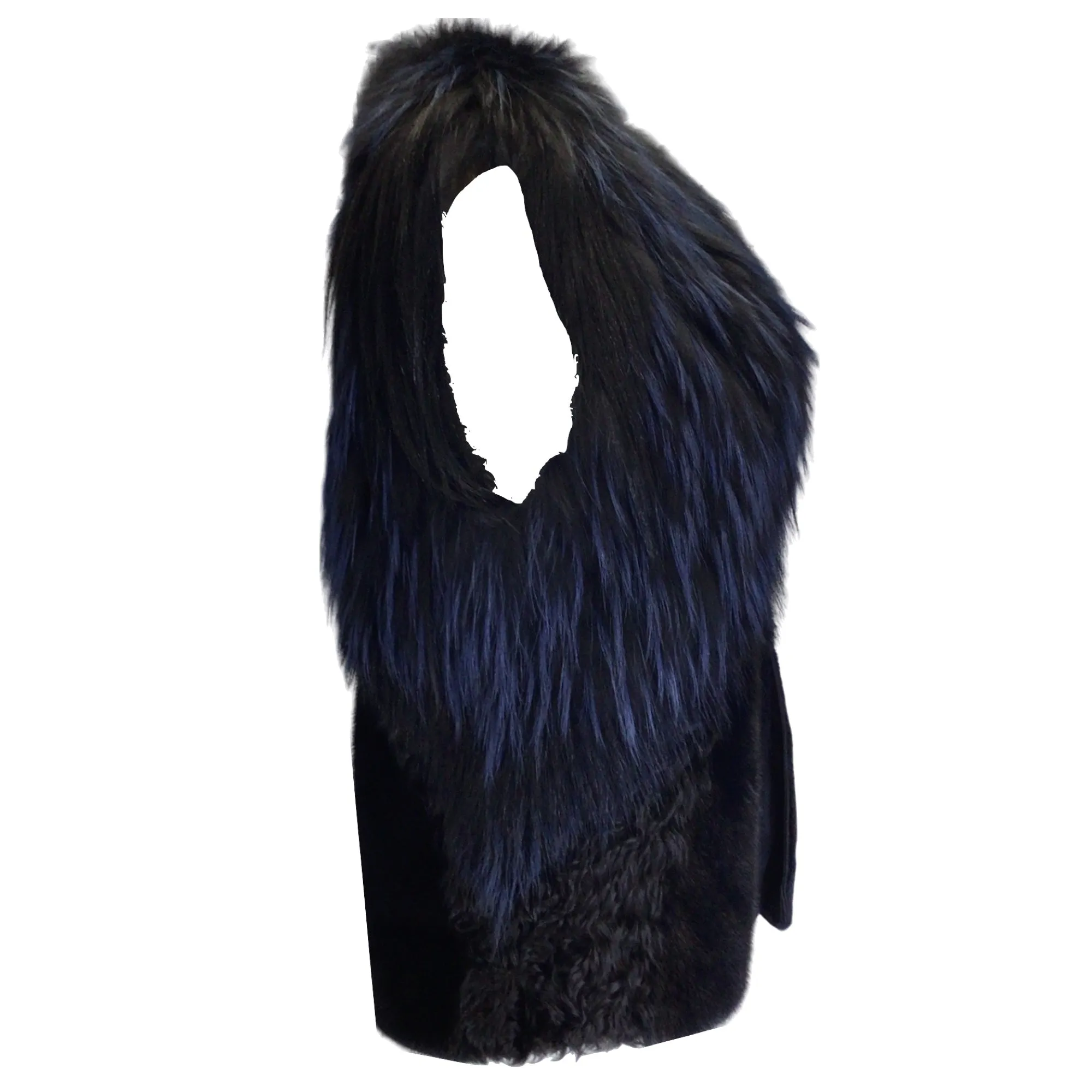 J. Mendel Navy Blue / Black Fur Vest