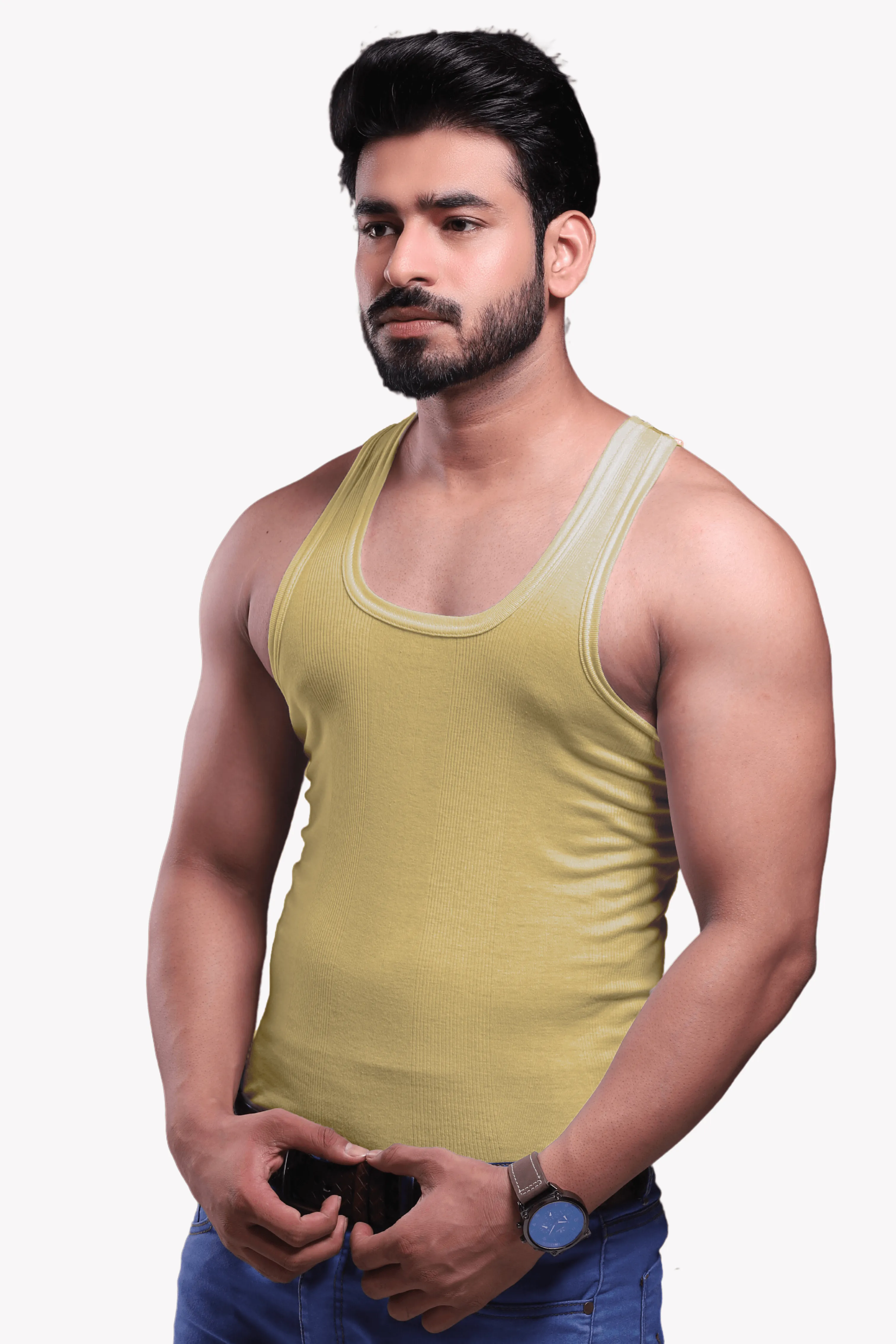 Men's Rib Sleeveless Assorted Vests 707 (Pack of 2)