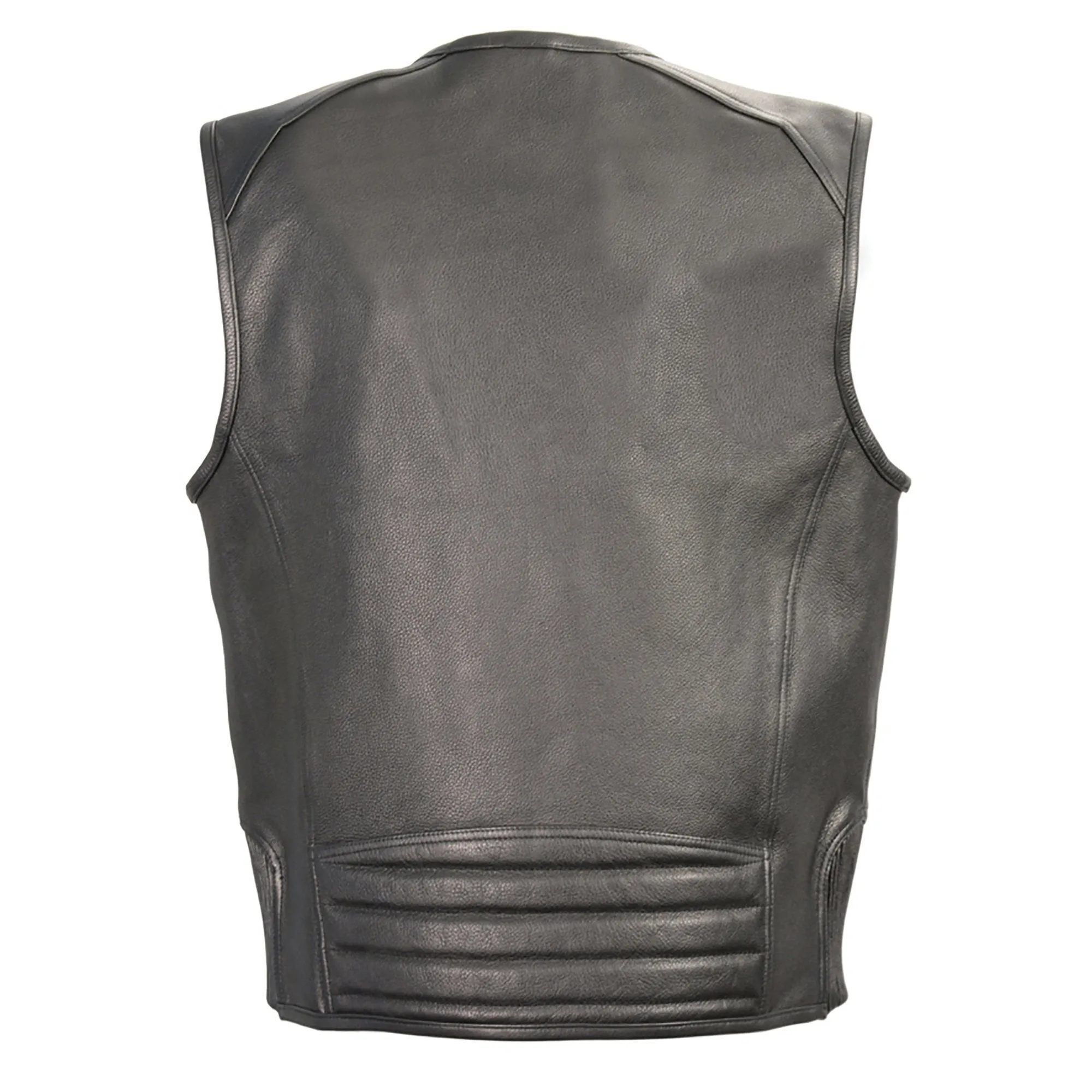 Milwaukee Leather-MLM3570-Men's Black Leather vest with Zipper Front Vest and Side Stretch Flex