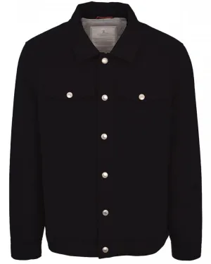 Navy Cashmere Padded Shirt Jacket