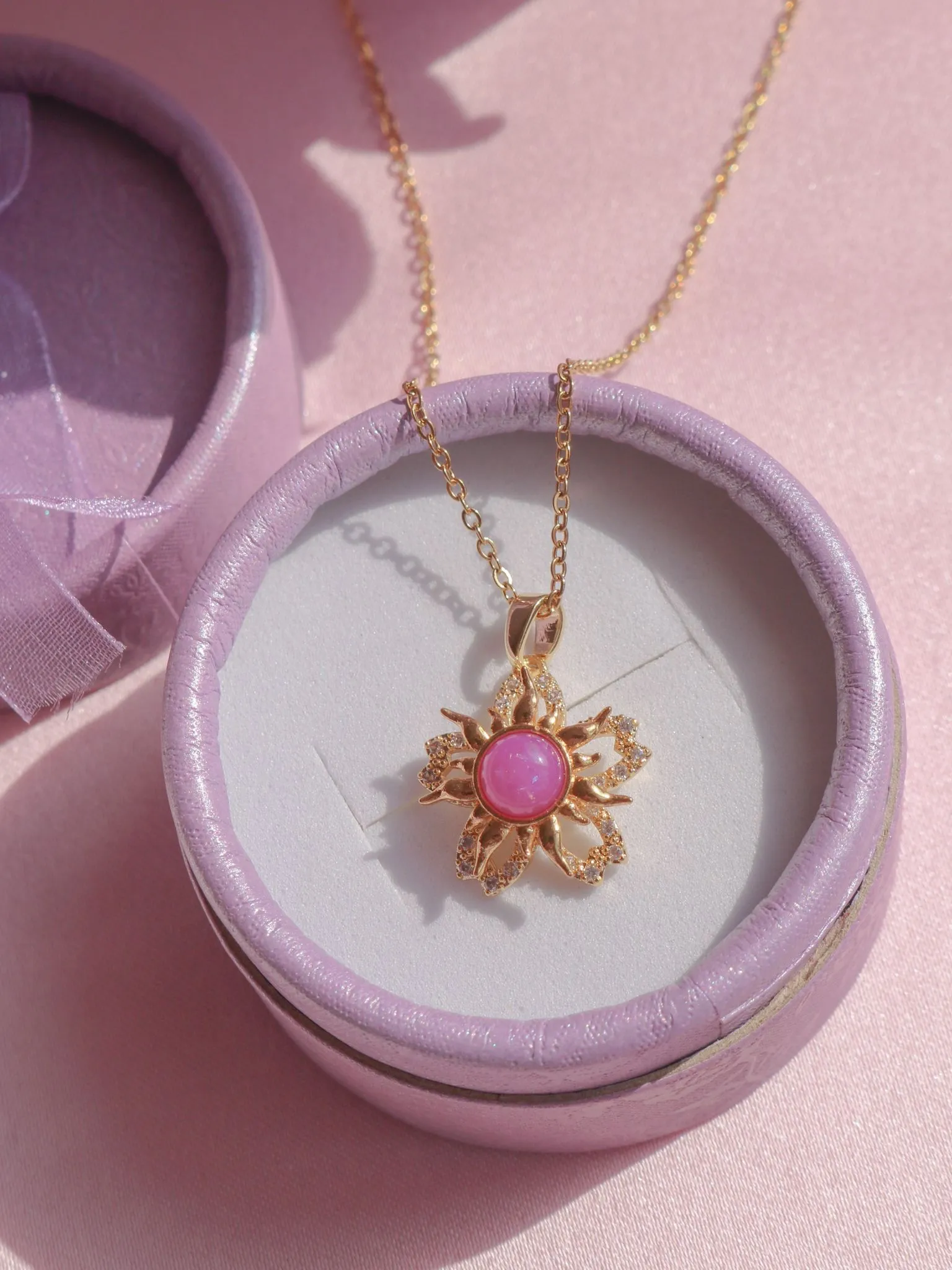 Rapunzel Sundrop Flower Spinning Necklace