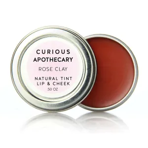 Rose Clay natural cheek and lip tint and rouge blush. Vegan. Curious Apothecary